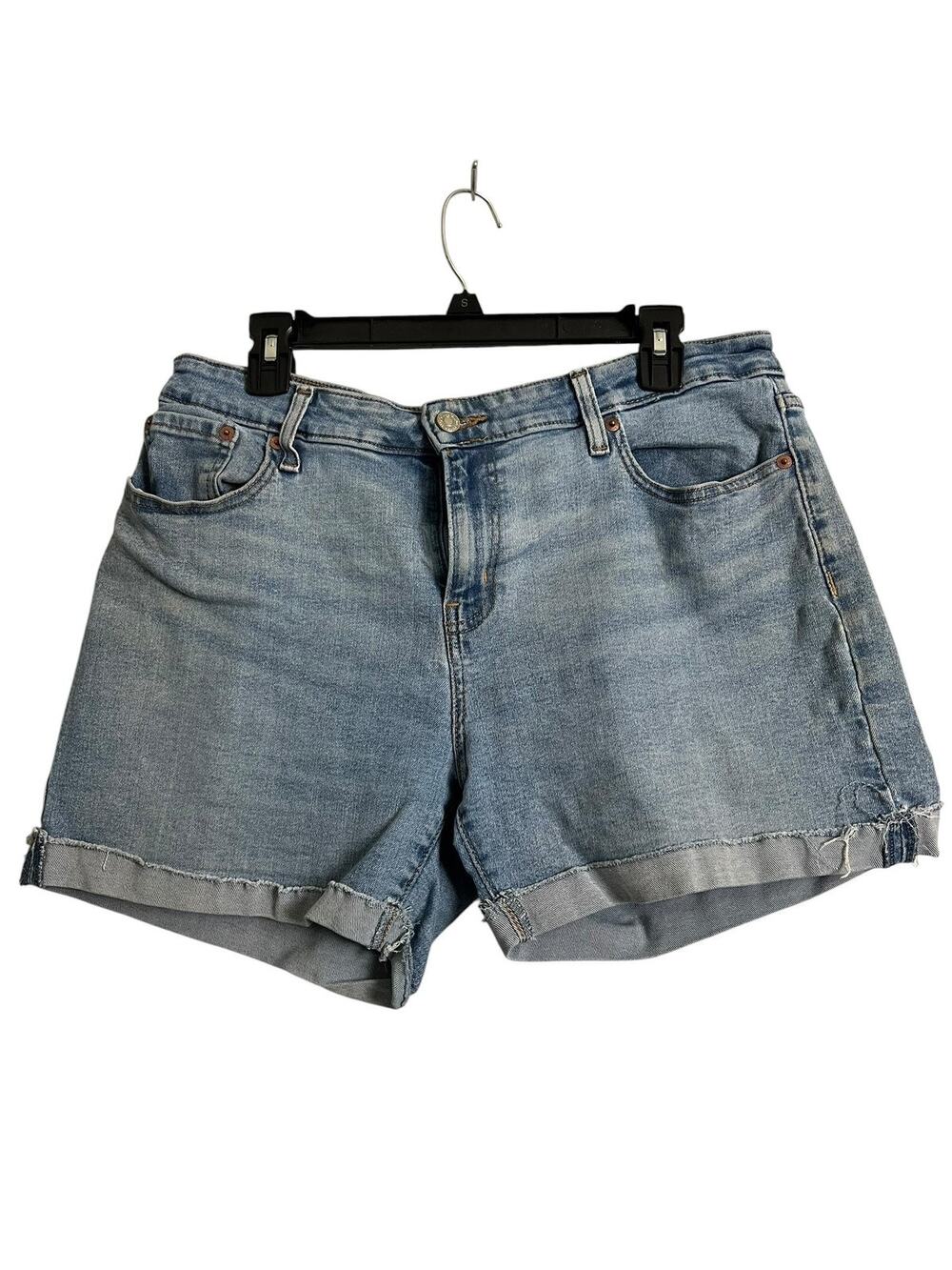 DENIZEN From Levi's Denim Shorts Womens 14 Blue Mid Rise Cuffed Cutoff Stretch
